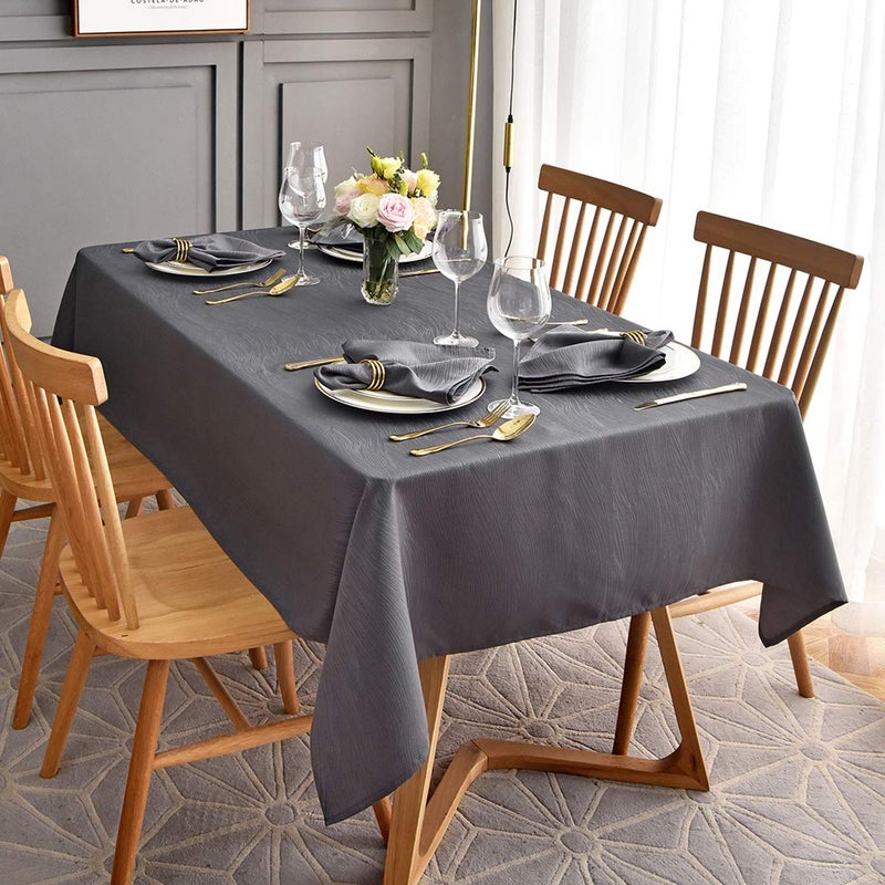 maxmill Jacquard Tablecloth Swirl Design Spillproof Wrinkle Free Heavy Weight Soft Table Cloth Decorative Fabric Table Cover for Outdoor and Indoor Use Oblong 60 x 120 Inch Charcoal - Image 4